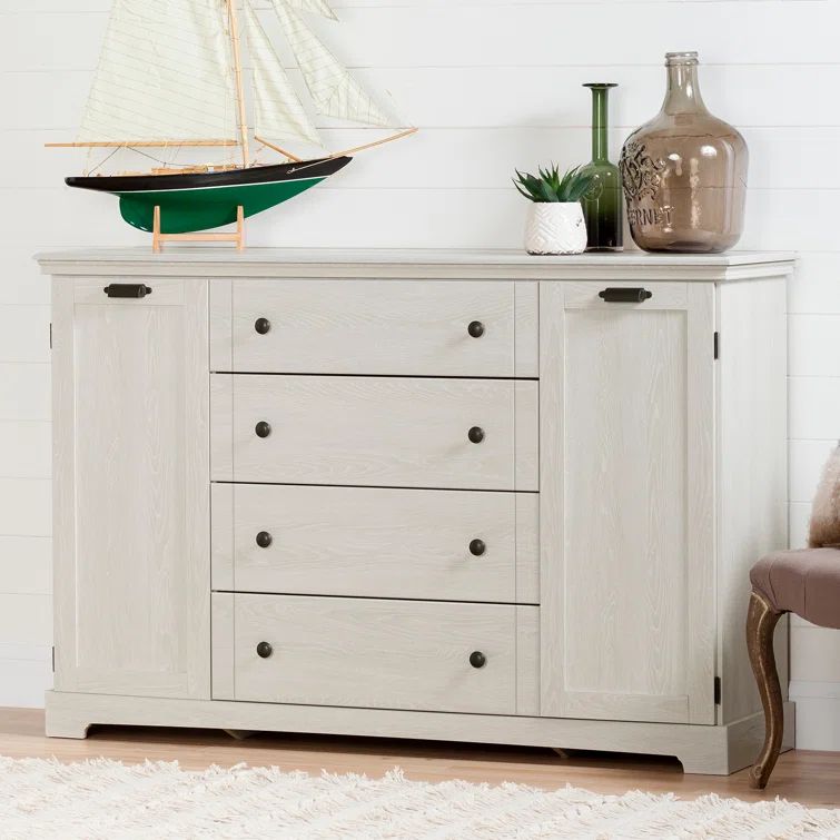 Winter Oak 4-Drawer Combo Dresser with Doors