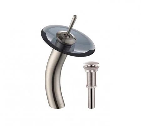Contemporary Gold Brass Vessel Faucet with Nickel Accents