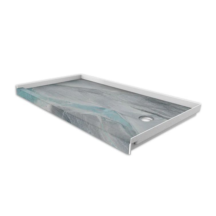 Triton Gray and Blue Stone 60" x 30" Shower Base with Right-Hand Drain