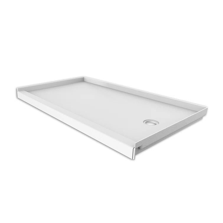 FlexStone 60" White Rectangle Single Threshold Shower Base