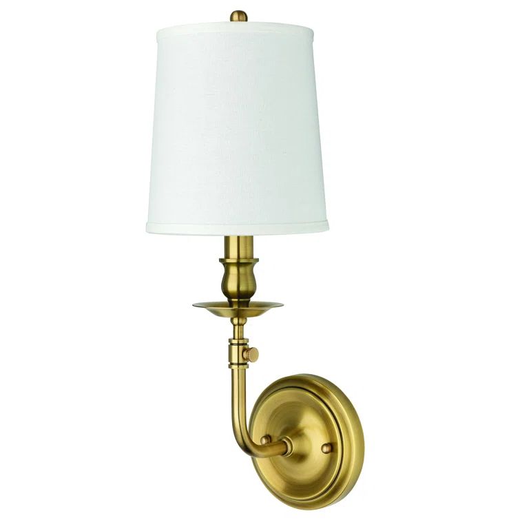 Aged Brass Logan Dimmable Linen Shade Wall Sconce
