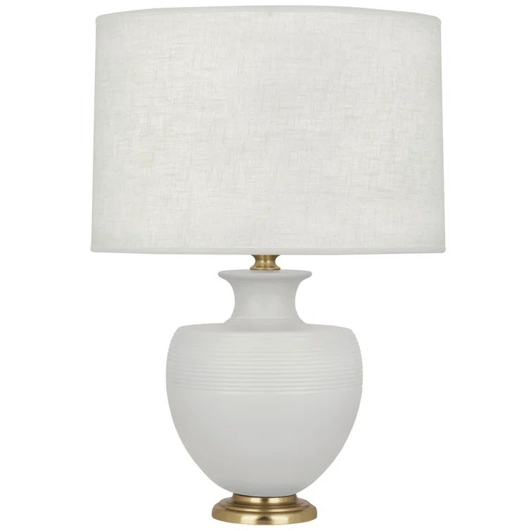 Atlas 25'' Bronze Edison Table Lamp with Oyster Linen Shade
