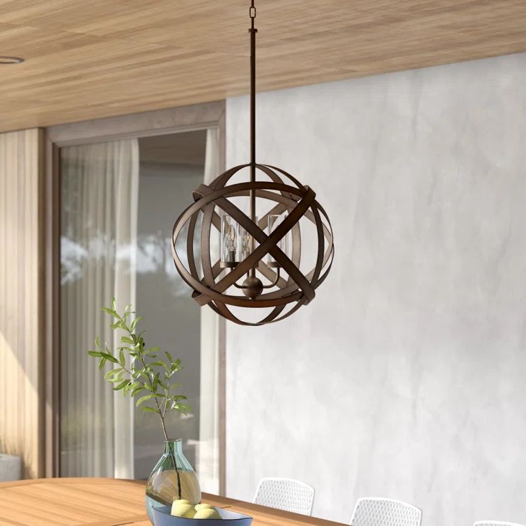 Carson Vintage Iron 3-Light Seedy Glass Globe Pendant