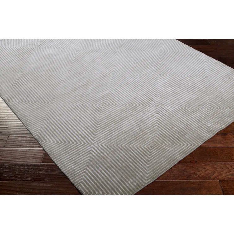 Gray Hand-Knotted Wool and Viscose 2' x 3' Rug