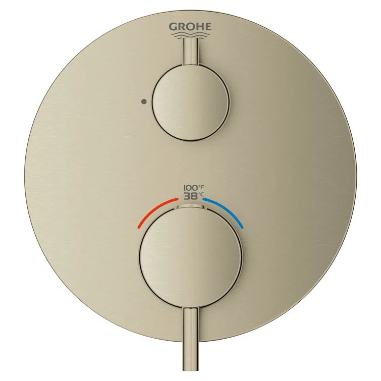 Brushed Nickel Wall-Mounted Shower Trim with Lever Handles