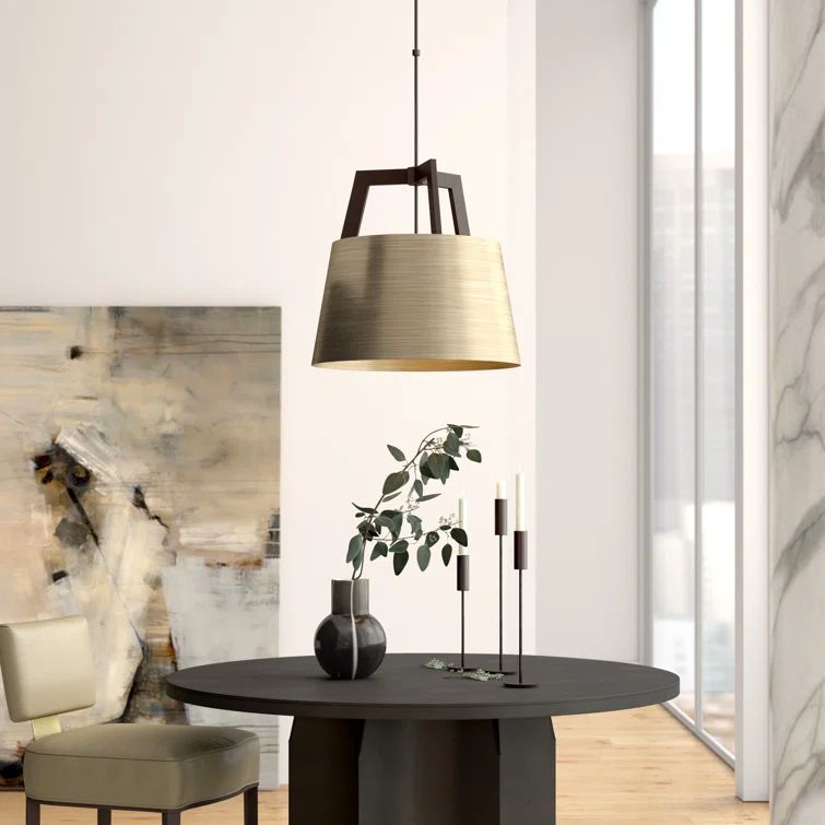 Mini Distressed Brass Pendant with Oiled Walnut Accent