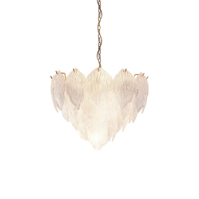 Acanthus 7-Light Distressed Gold Textured Glass Chandelier