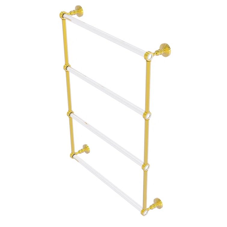 Polished Brass and Clear Acrylic 4-Tier Wall Mounted Towel Ladder
