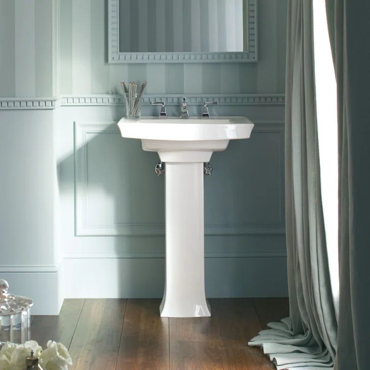 Archer Timeless 24" Ice Grey Ceramic Pedestal Bathroom Sink