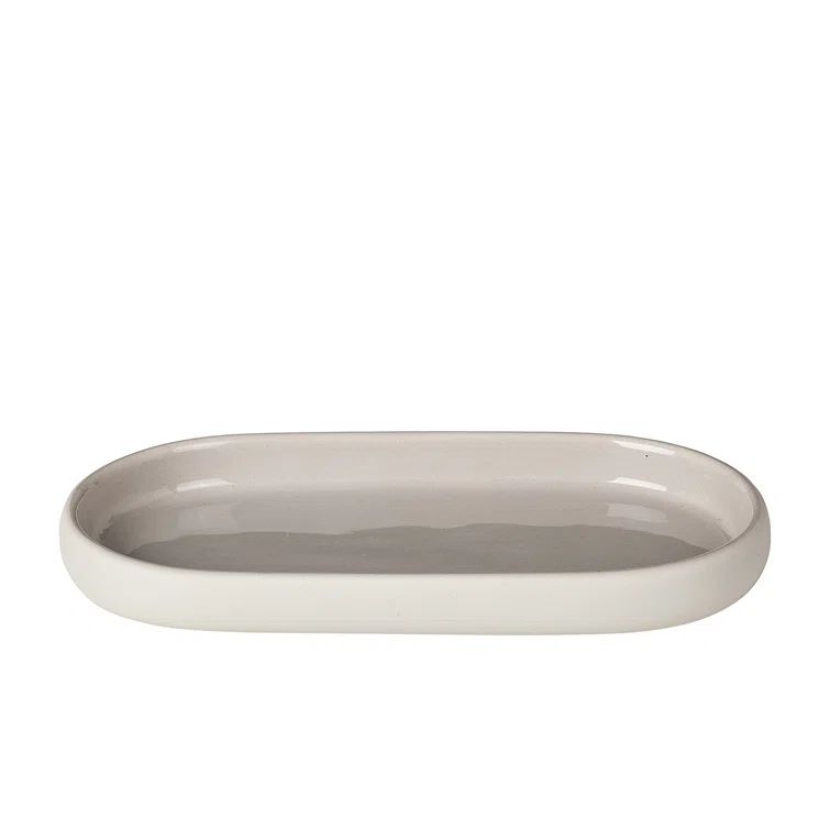 Moonbeam Cream Ceramic Oval Bathroom Accessory Tray
