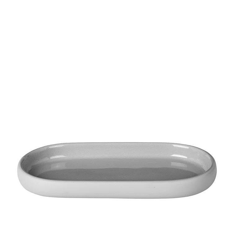 Sono Oval Silky Matte Ceramic Bathroom Tray - Microchip