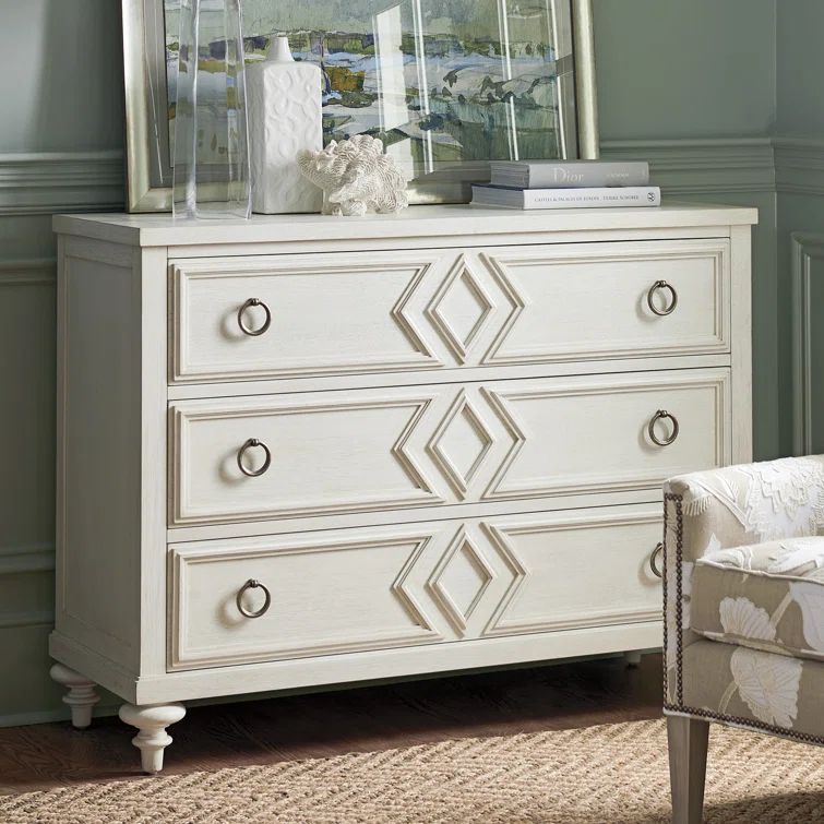 Malibu White Sand Transitional 3-Drawer Dresser with Soft Close
