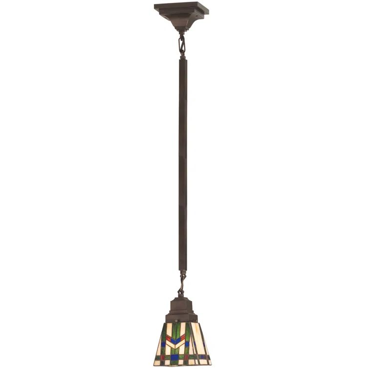 Prairie Wheat 41" Mini Pendant in Mahogany Bronze with Stained Glass