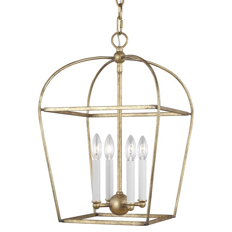 Antique Gild Mini Cage 4-Light Geometric Chandelier