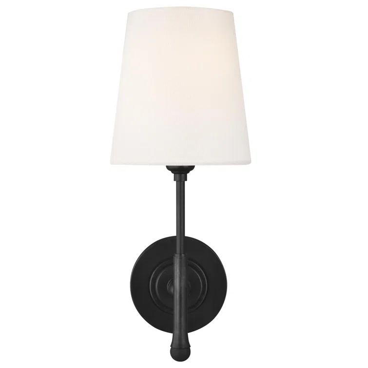 Aged Iron and White Linen 1-Light Dimmable Wall Sconce