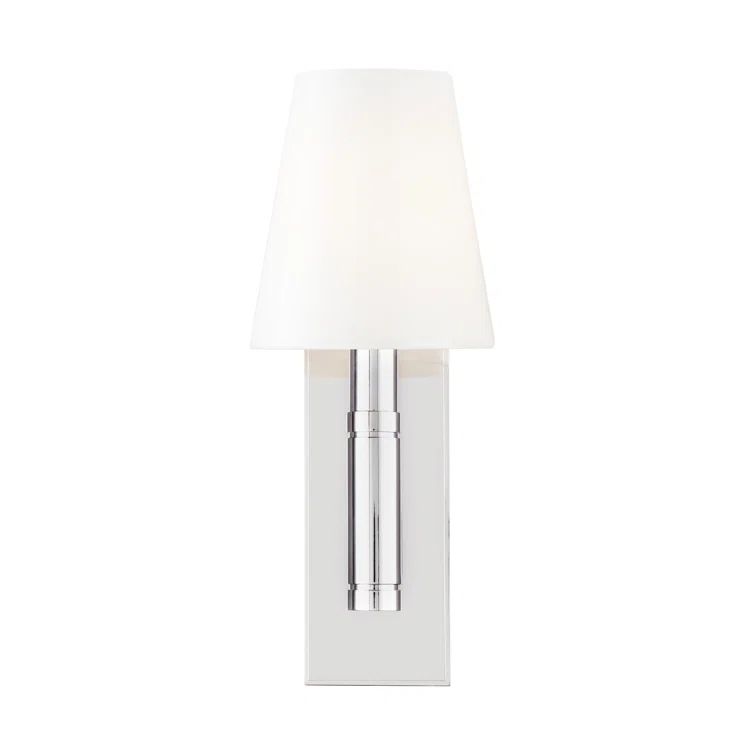 Polished Nickel Dimmable Wall Sconce with Milk White Shade