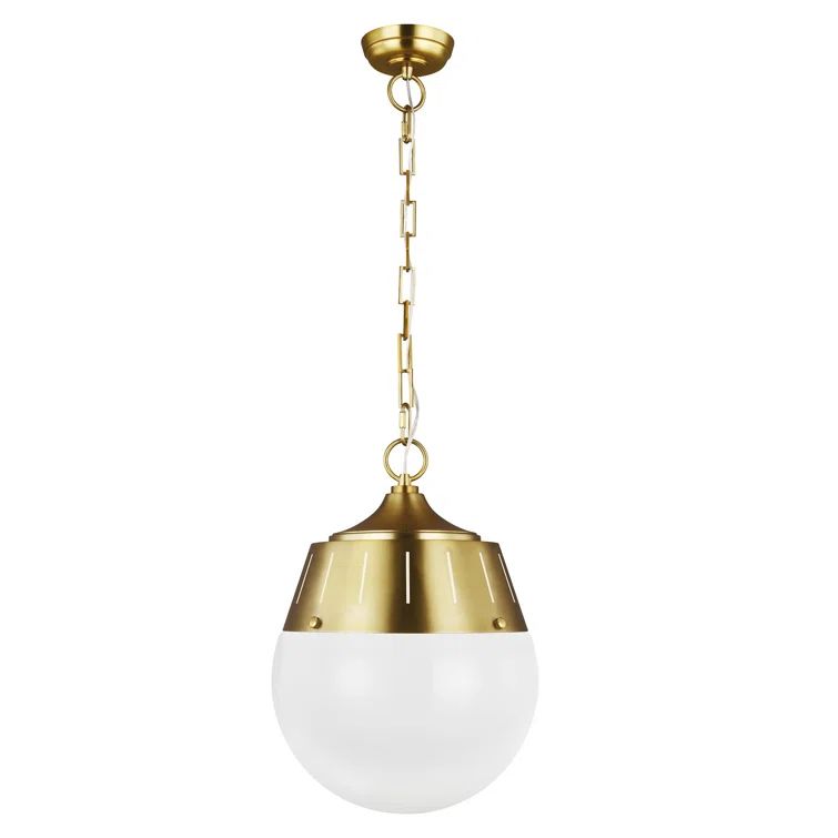 Arlett Burnished Brass Globe Pendant with Milk White Glass Shade