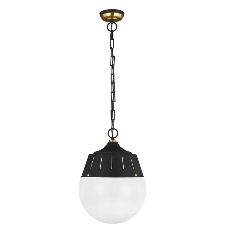 Arlett Midnight Black Globe Pendant with White Glass