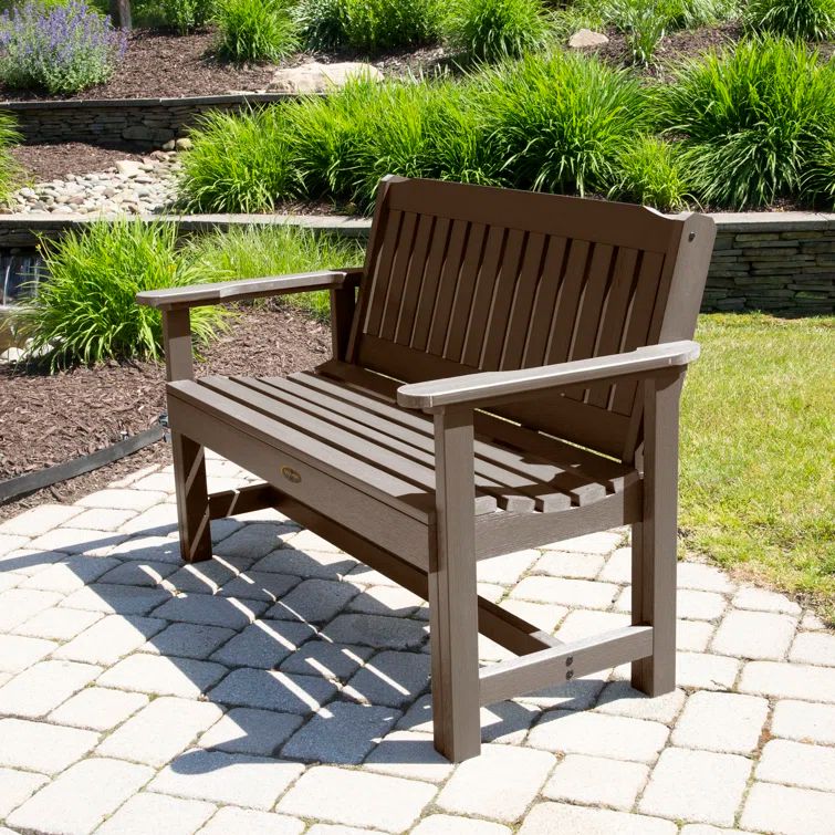 Highwood Lehigh 4ft Weathered Acorn Garden Bench with Marine Grade Polymer