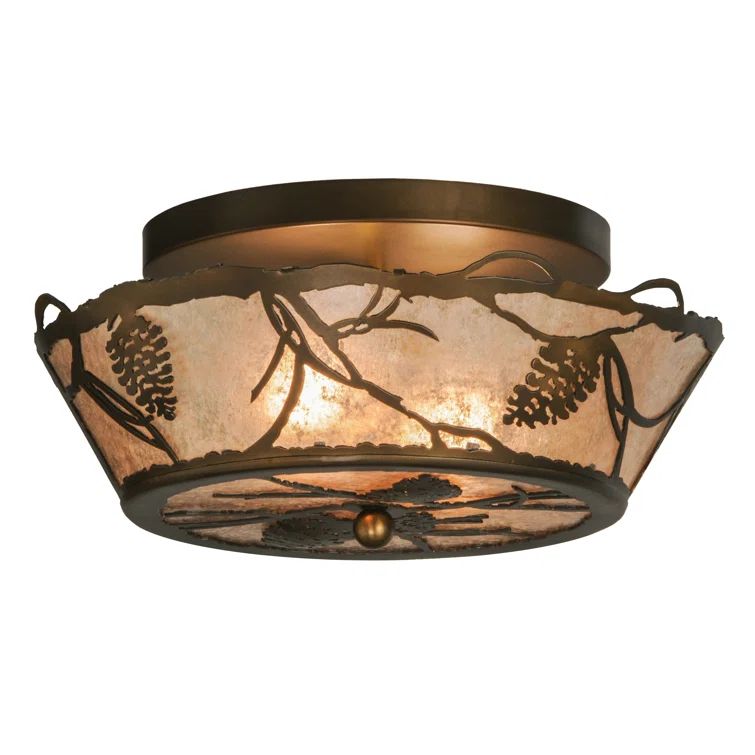 Antique Copper Pine Cone 8" Indoor/Outdoor Flush Mount