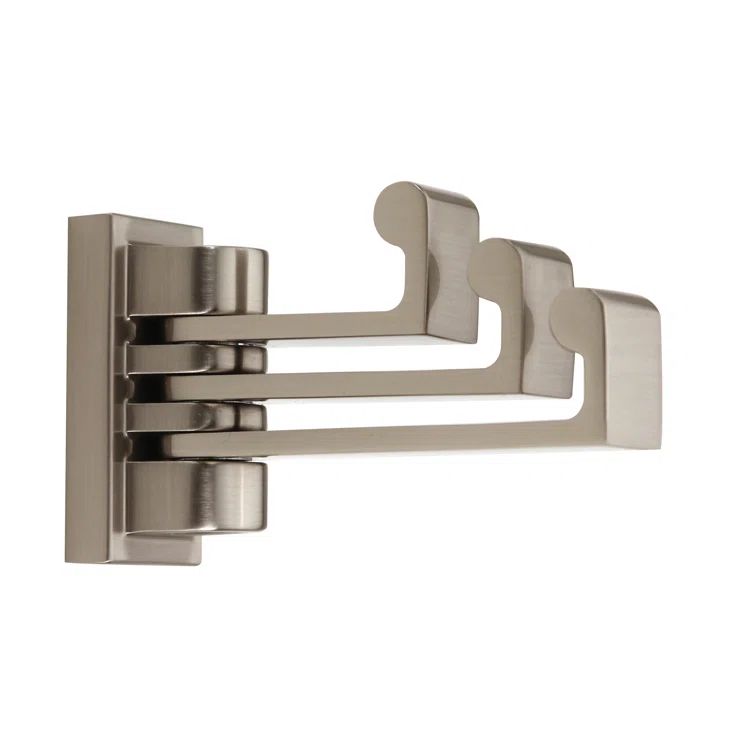 Satin Nickel Triple Swivel Wall Mounted Robe Hook