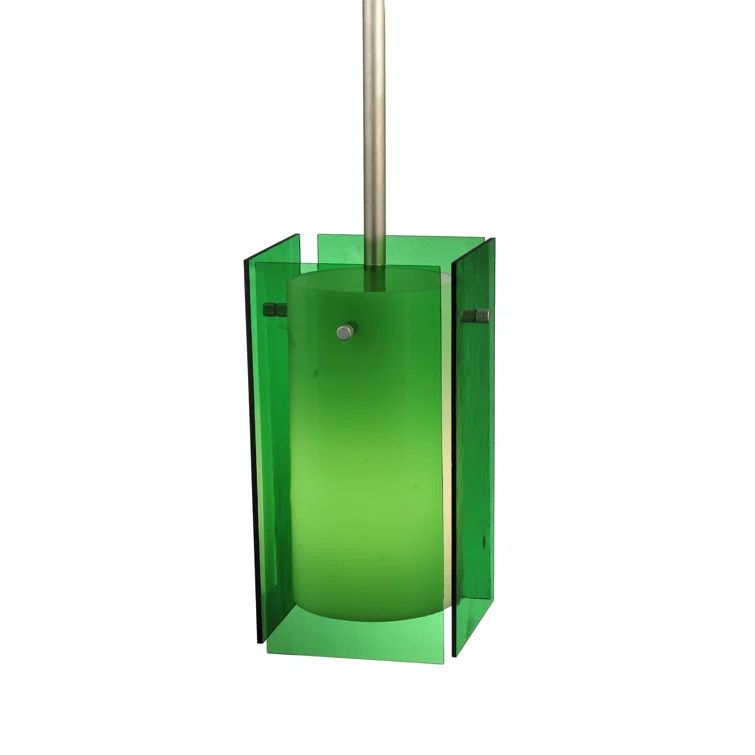 Mist Art Glass Mini Pendant with Green Square Shade