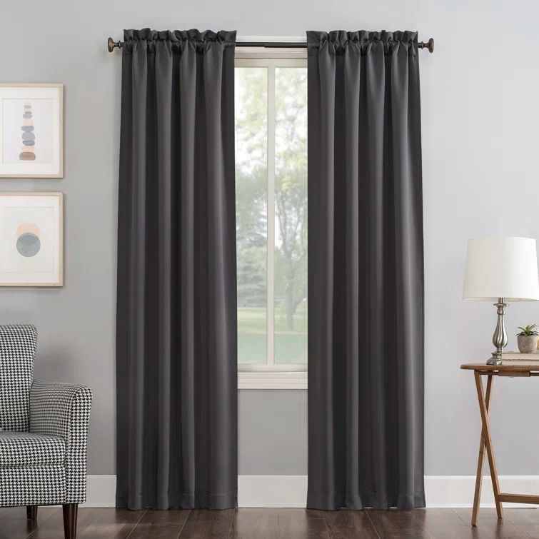 Charcoal Polyester Thermal Blackout Curtain Panel 40" x 84"