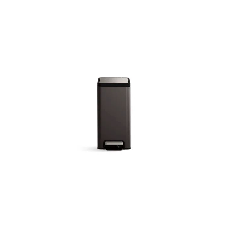 2.5-Gallon Black Stainless Steel Bathroom Pedal Trash Can