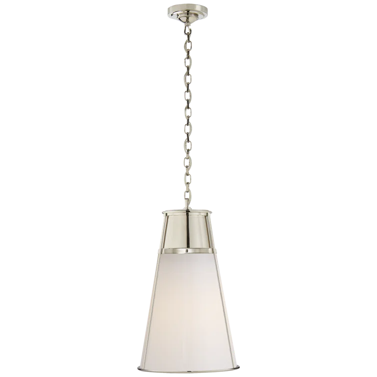 Robinson Contemporary Polished Nickel & Glass Pendant Light