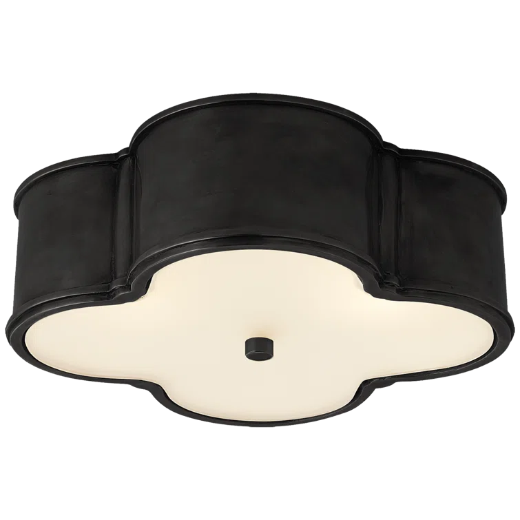 Quatrefoil Gun Metal & Clear Glass 17-inch Flush Mount Light