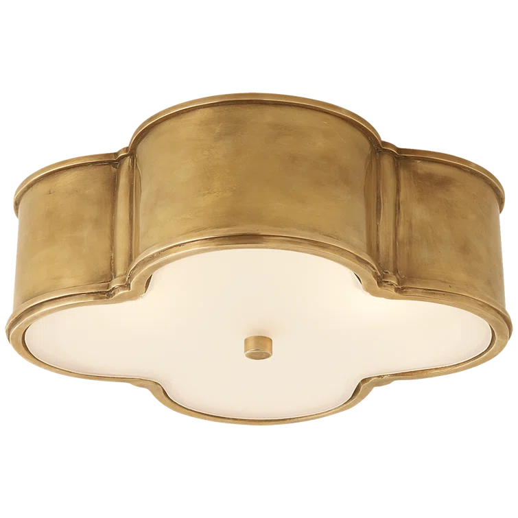 Basil Quatrefoil 3-Light Flush Mount in Natural Brass with Glass Rods