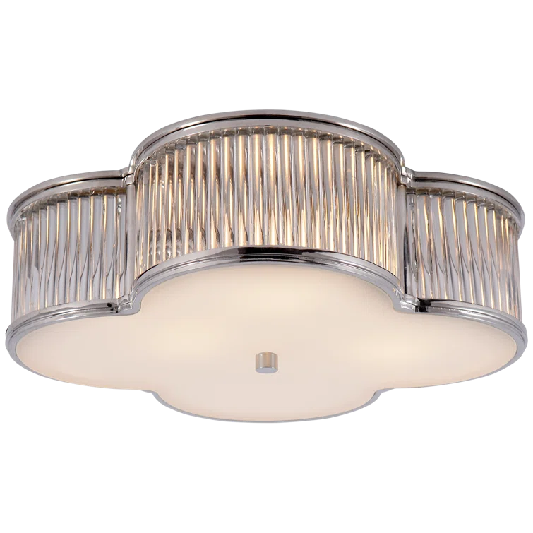 Basil 17" Polished Nickel and Clear Glass Flush Mount