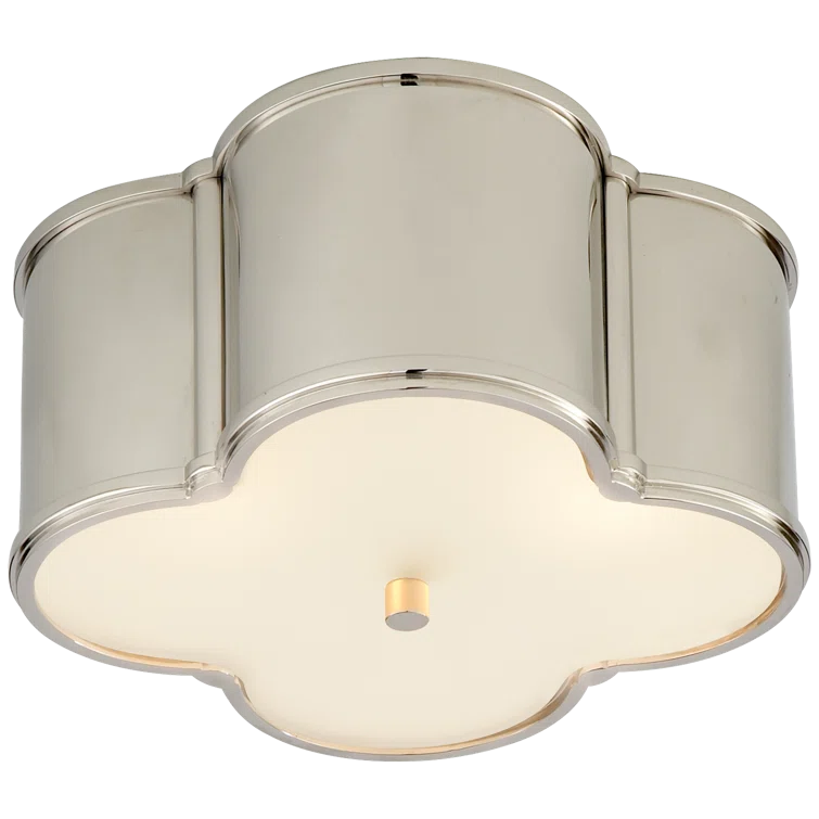 Polished Nickel Glass 2-Light Flush Mount Ceiling Fixture