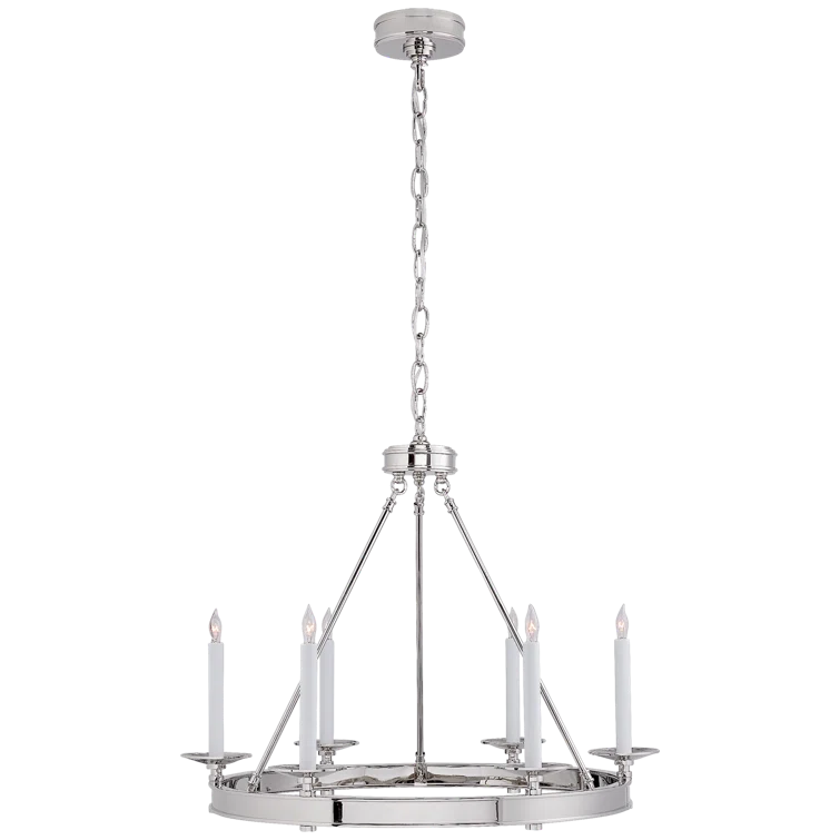 Polished Nickel Crystal Candle 22" Chandelier