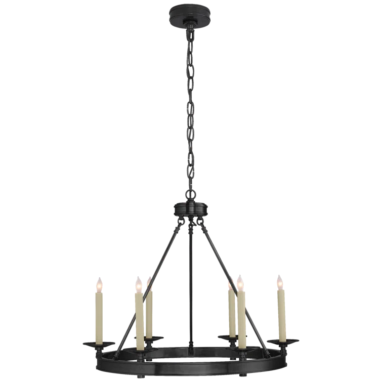 Regal Bronze Crystal Candle 6-Light Chandelier, 22" H x 27" W