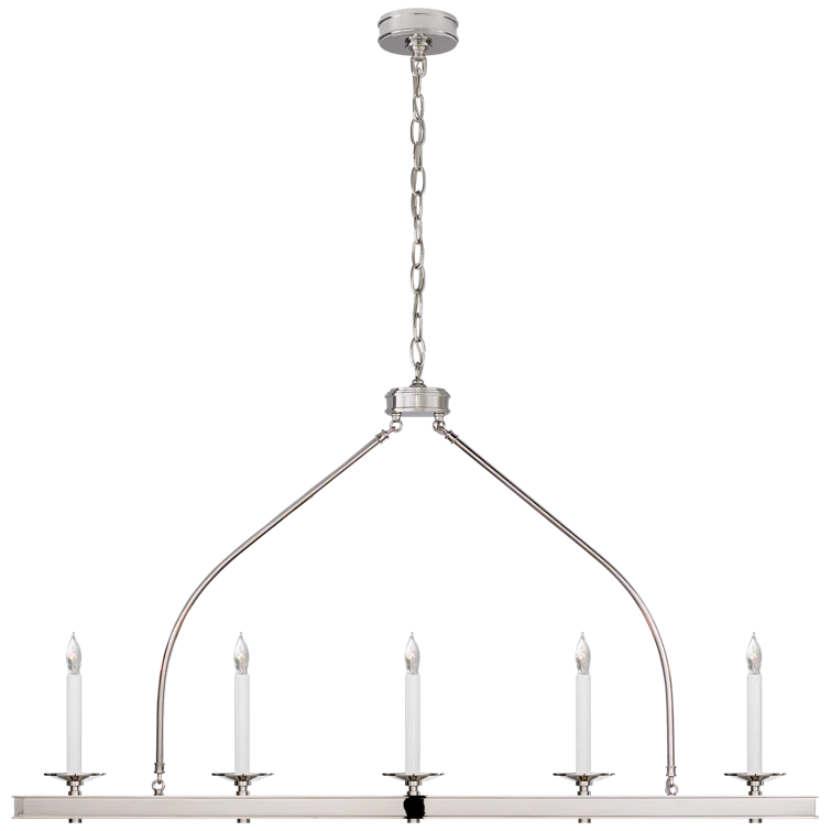 Elegant Launceton Polished Nickel 5-Light Linear Island Pendant