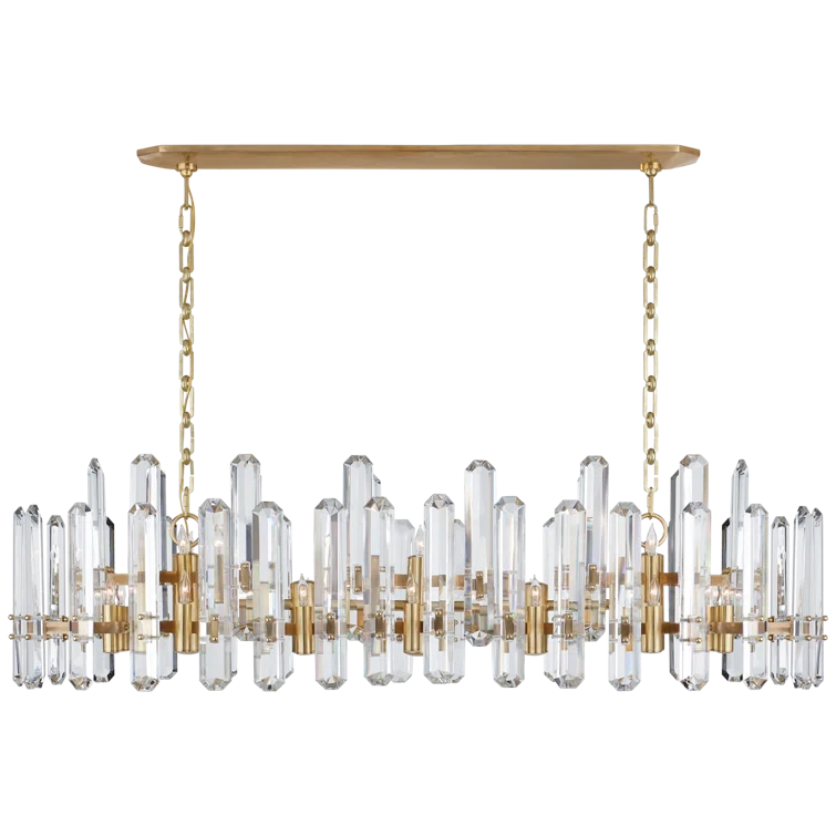Bonnington Elegant 55" Brass Linear Chandelier with Crystal Accents