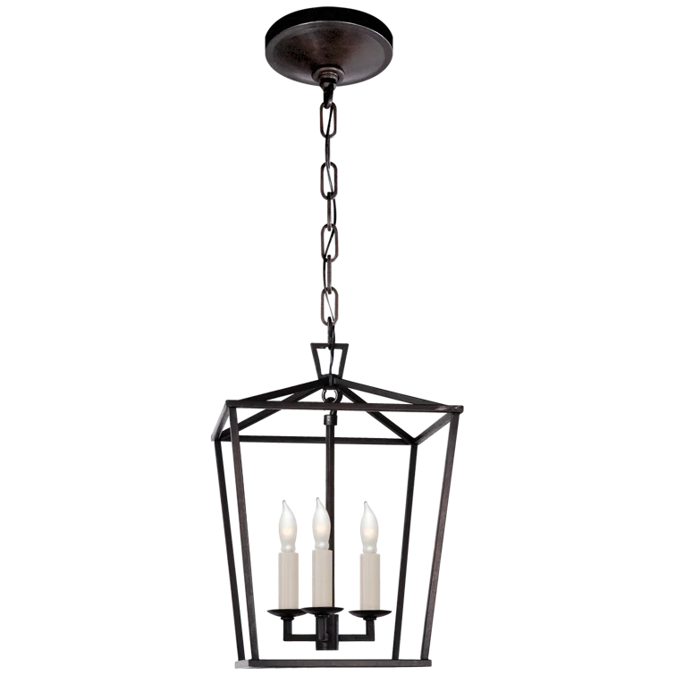 Aged Iron Mini Lantern with Crystal Accents and LED Option