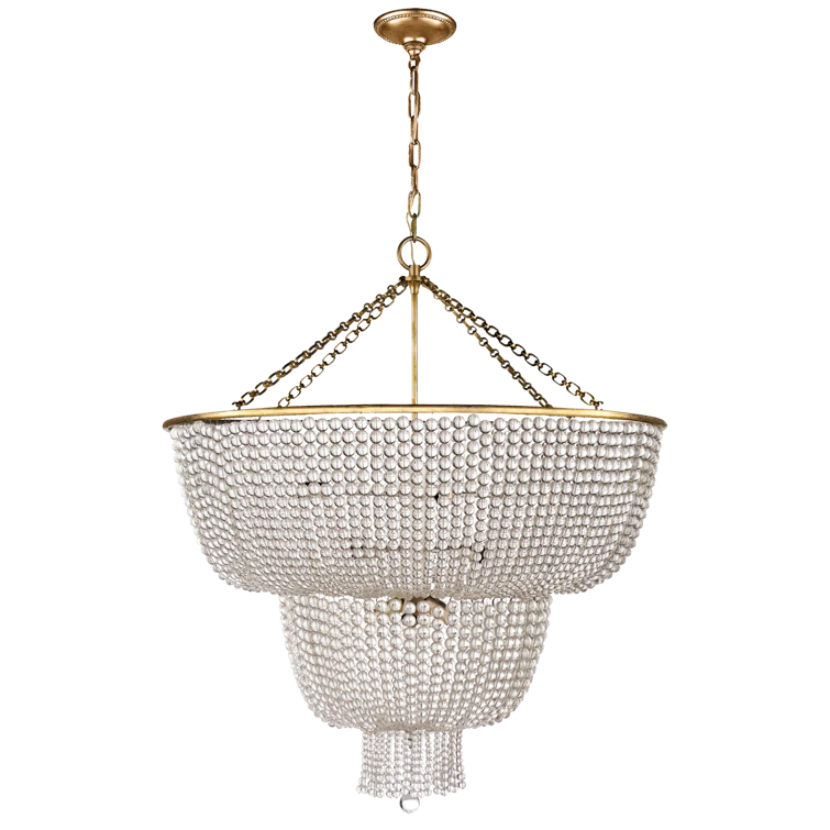 Jacqueline Antique Brass Two-Tier Chandelier with Bead Accents