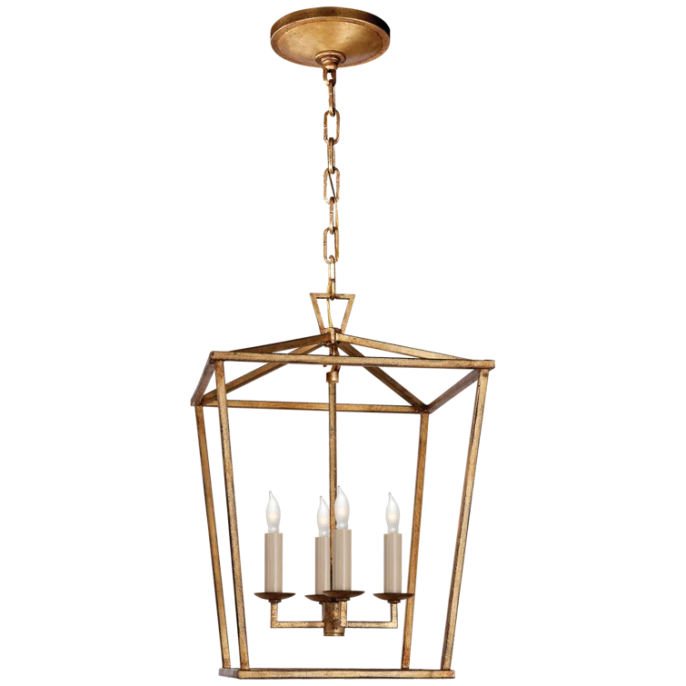 Gilded Iron 18" Airy Frame Lantern Pendant Light