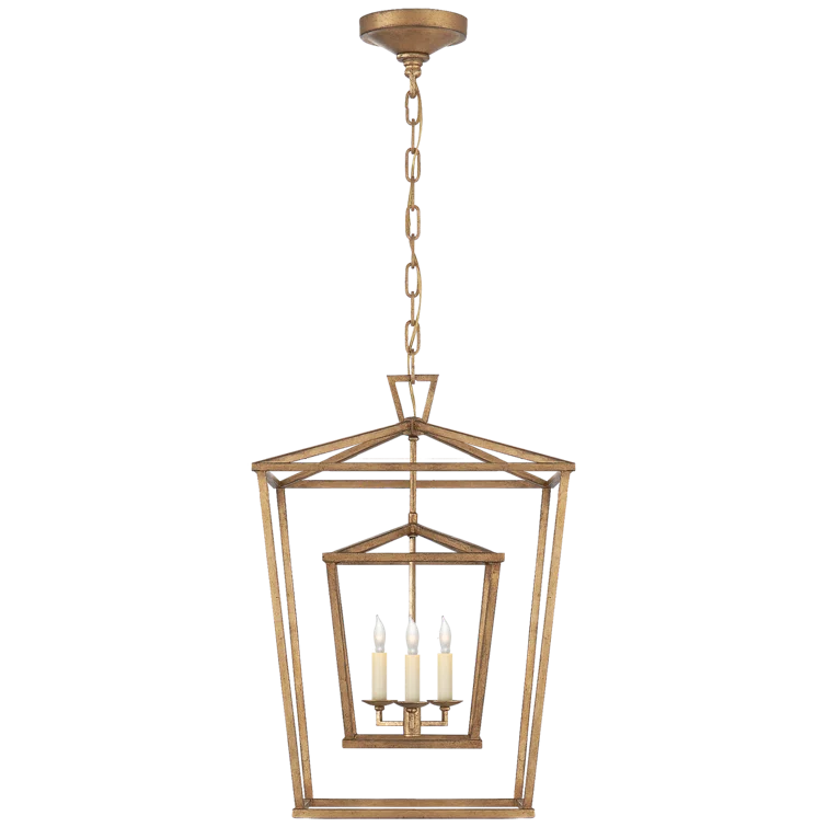 Golden Iron 3-Light Indoor Lantern Chandelier