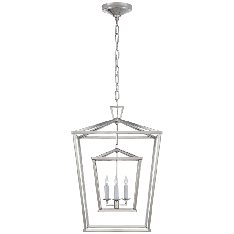Darlana 24.5" Polished Nickel Crystal Double Cage Pendant Light