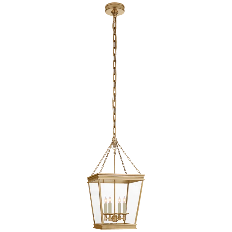 Elegant Launceton Antique-Burnished Brass Glass Lantern Pendant