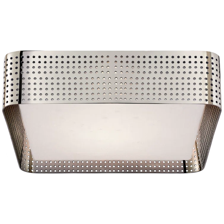 Precision Large 12.5" Polished Nickel Square Flush Mount with Glass Diffuser