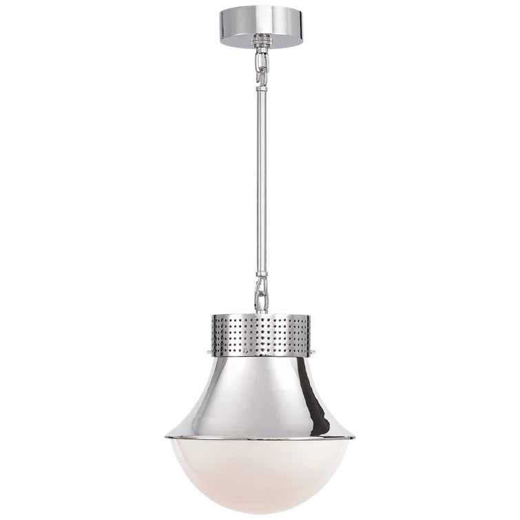 Polished Nickel Glass 12" Pendant Light