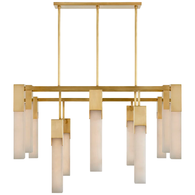 Antique-Burnished Brass 44" Modern Alabaster Chandelier