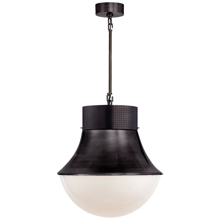 Elegance Precision Bronze 19" Indoor/Outdoor Pendant with White Glass Shade