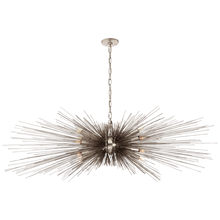 Strada Nickel Finish 60" Crystal Plug-in Chandelier