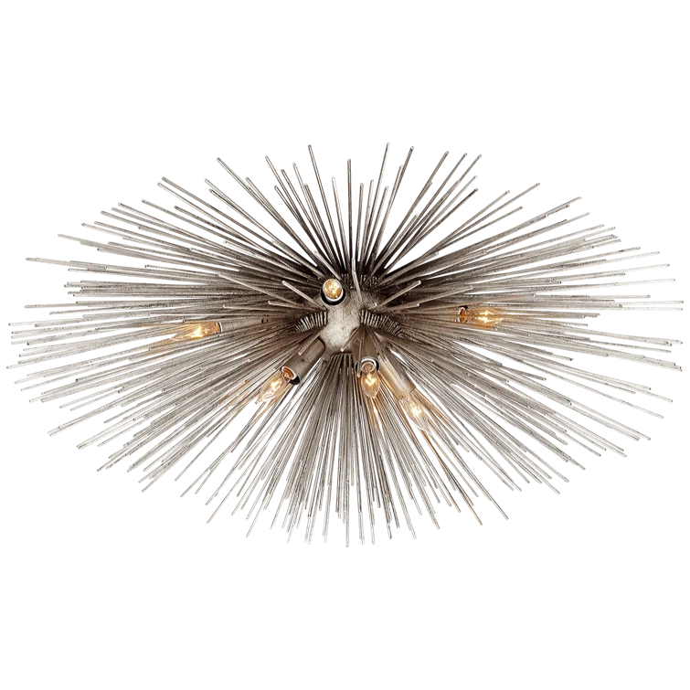 Strada Burst Silver Leaf 28" Flush Mount Ceiling Light