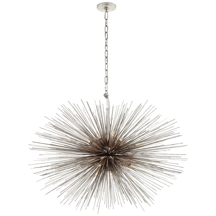 Burnished Silver Leaf 20-Light Modern Chandelier